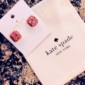 Kate Spade 12K Gold Plated Glitter Square Studs